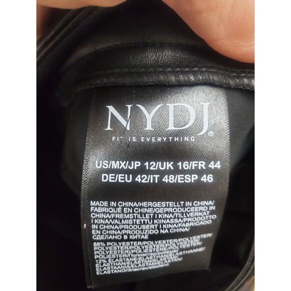 NYDJ Marilyn Straight Lift Tuck Black Faux Leather Pants, Women’s Size 12 - Picture 3 of 5